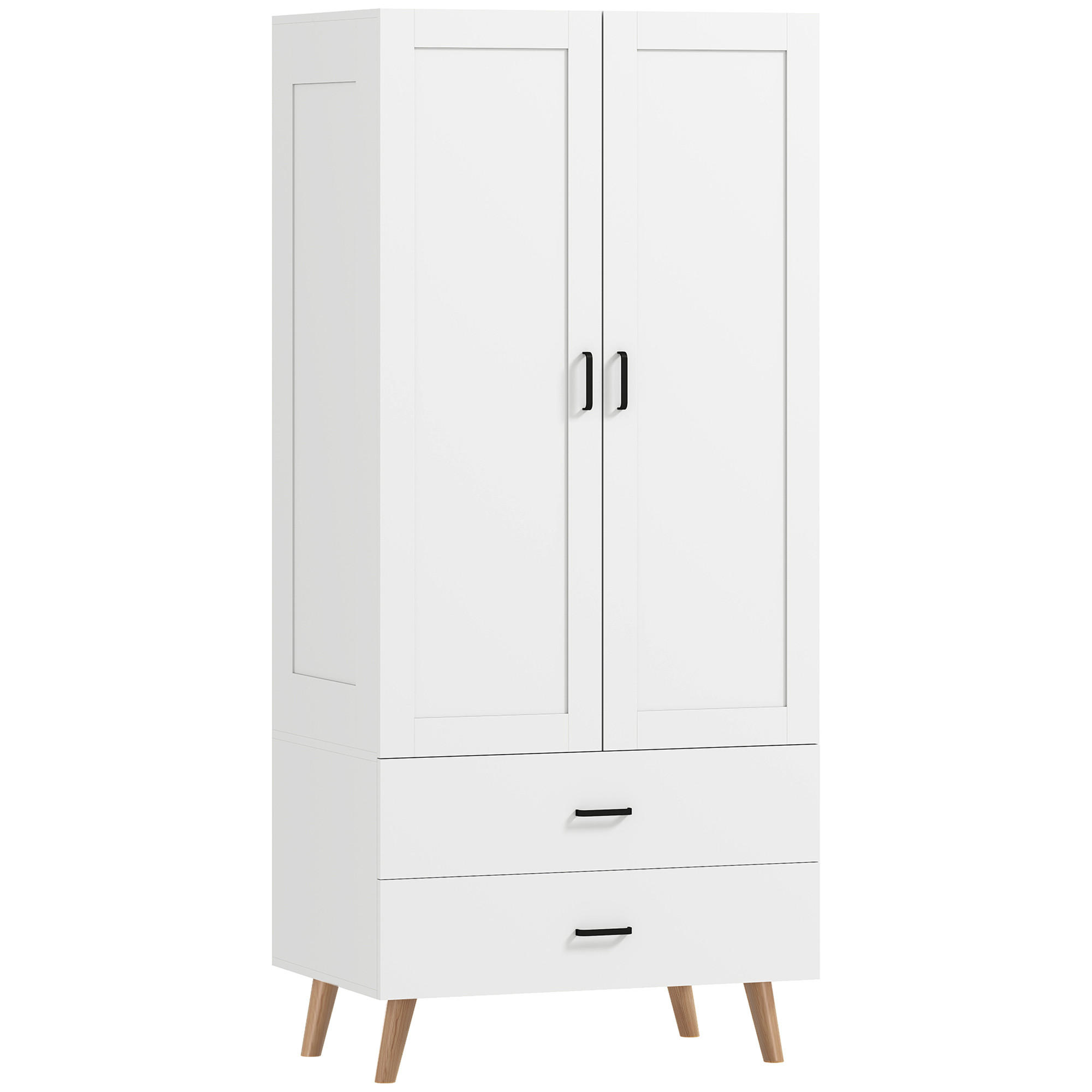 KLEIDERSCHRANK Weiß 80/54/180 cm - Weiß, Holz/Metall (54/180/80cm) - PANGIVO
