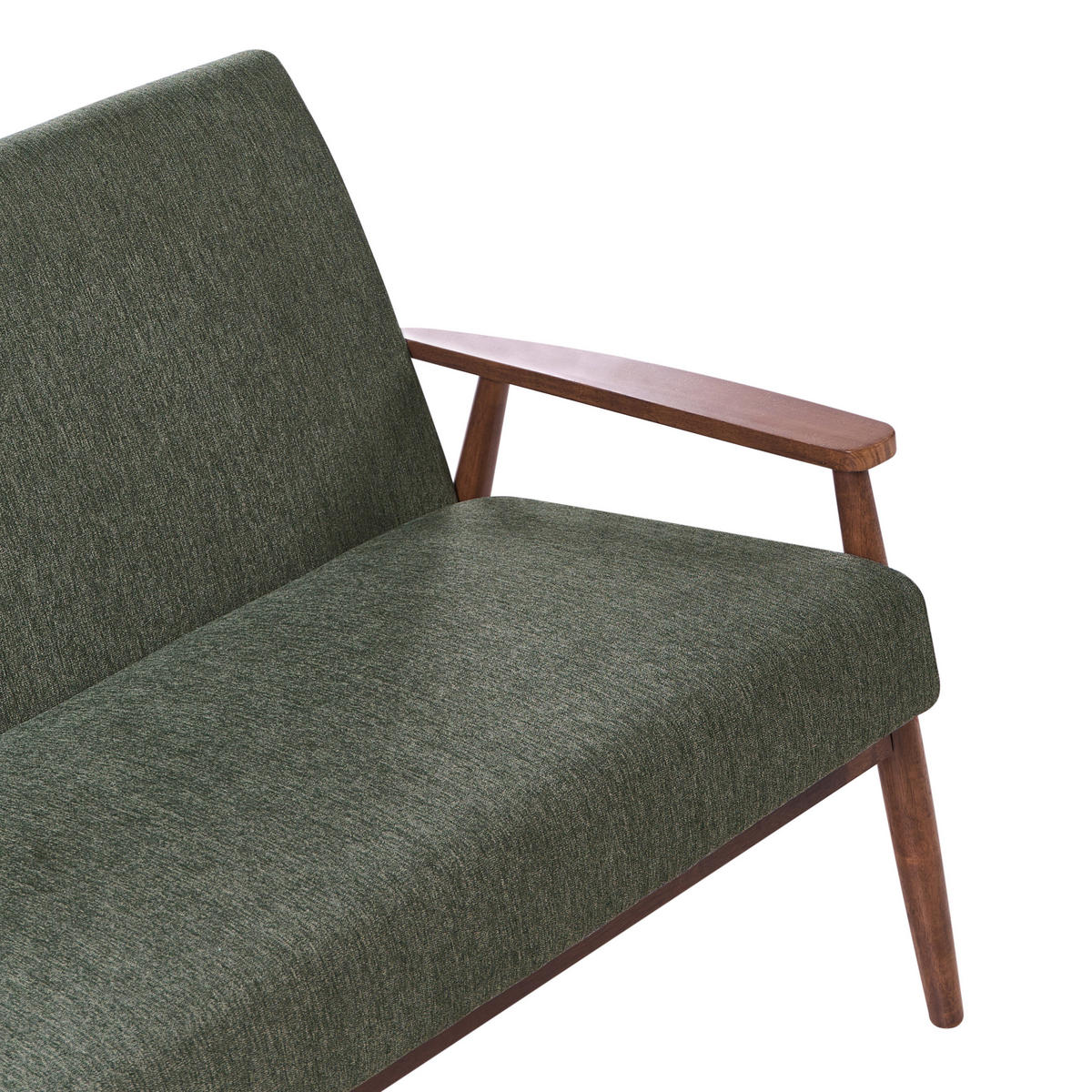 SOFA 3-Sitzer Dunkelbraun/Grün Esrum - Dunkelbraun/Grün, Holz/Textil (151/79/72cm) - Beliani