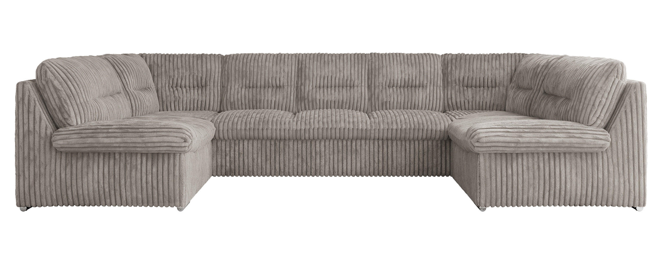 WOHNLANDSCHAFT MORBIDO U Hellgrau Cord - Silberfarben/Hellgrau, Textil/Metall (340/93/206cm) - MKS