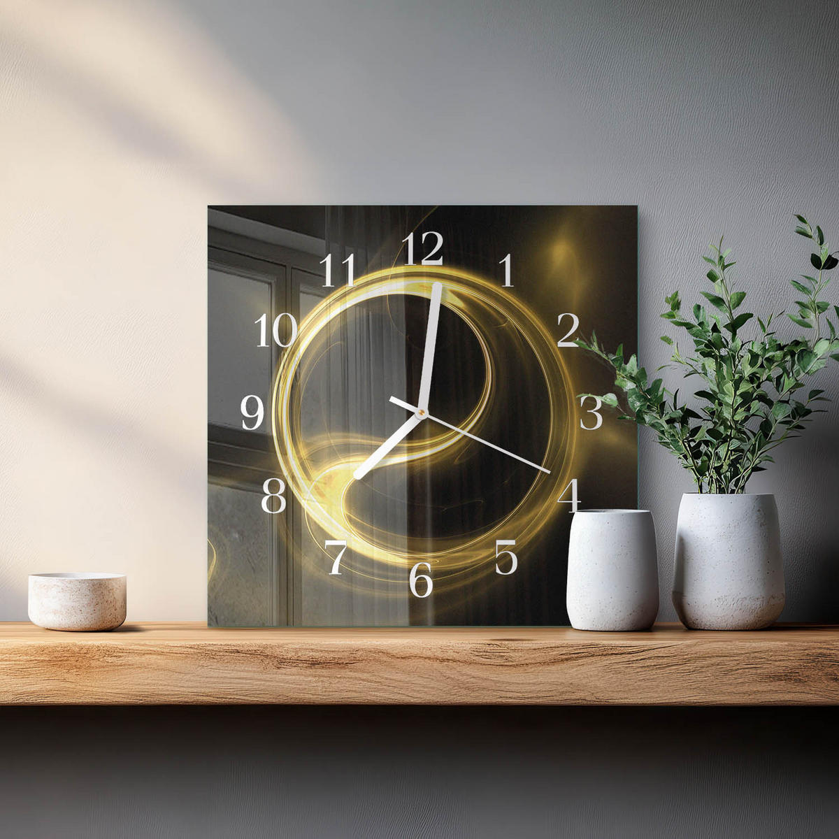 WANDUHR 30x30 cm - Abstraktionskreis - Gelb, Glas (30/30/0.4cm) - TULUP