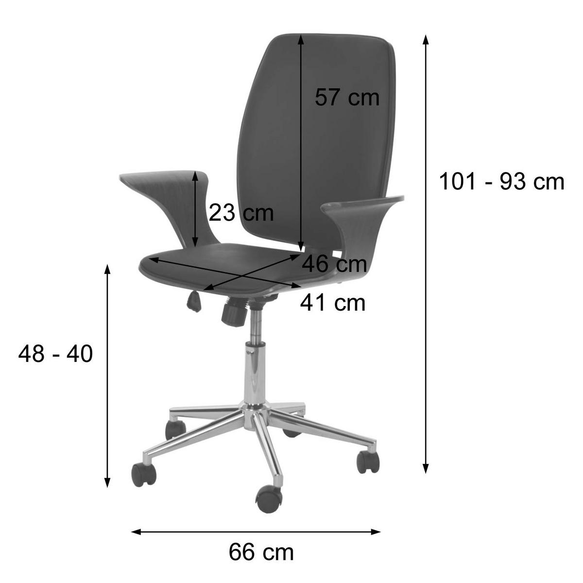 BÜROSTUHL Walnuss Dekor, Schwarz - Walnussfarben/Schwarz, Holz (66/101/67cm) - MCW