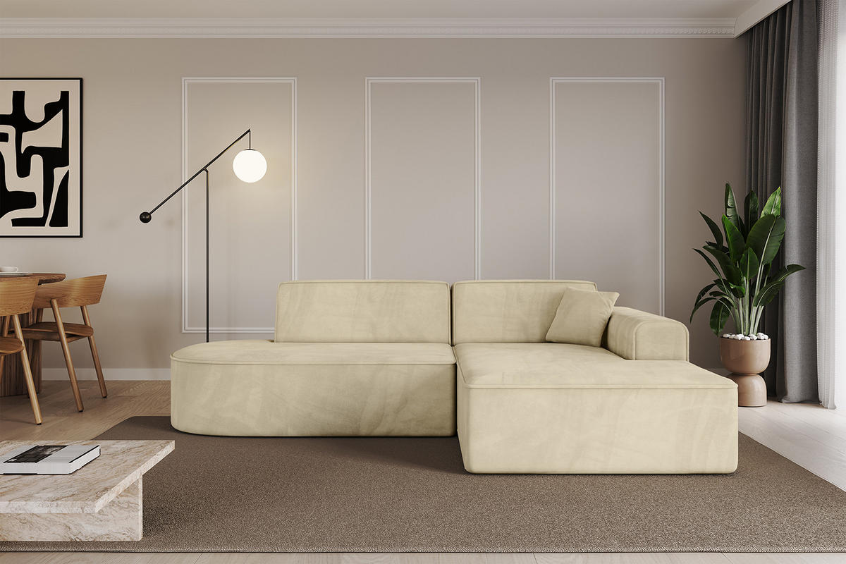 ECKSOFA Ottomane Rechts IREA-L1-v3 - 232x165x77 cm Beige - Taupe, Holzwerkstoff/Textil (232/165cm) - ALTDECOR