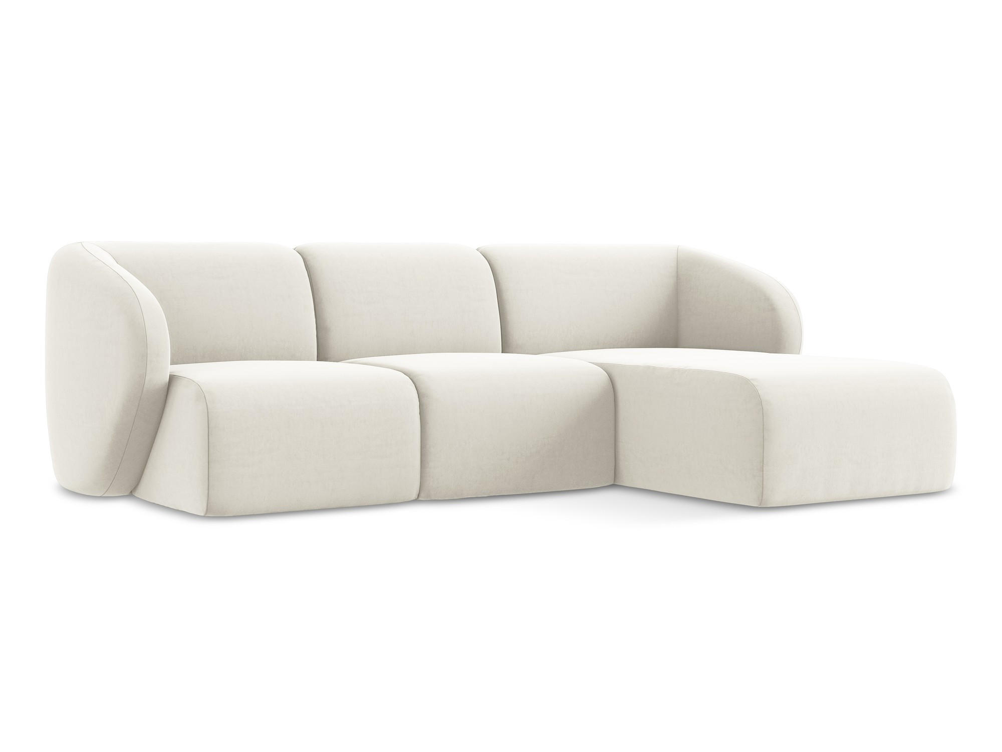 ECKSOFA Rechts Samt Stoff Beige - Creme/Schwarz, Holzwerkstoff/Kunststoff (248/166cm) - Makamii