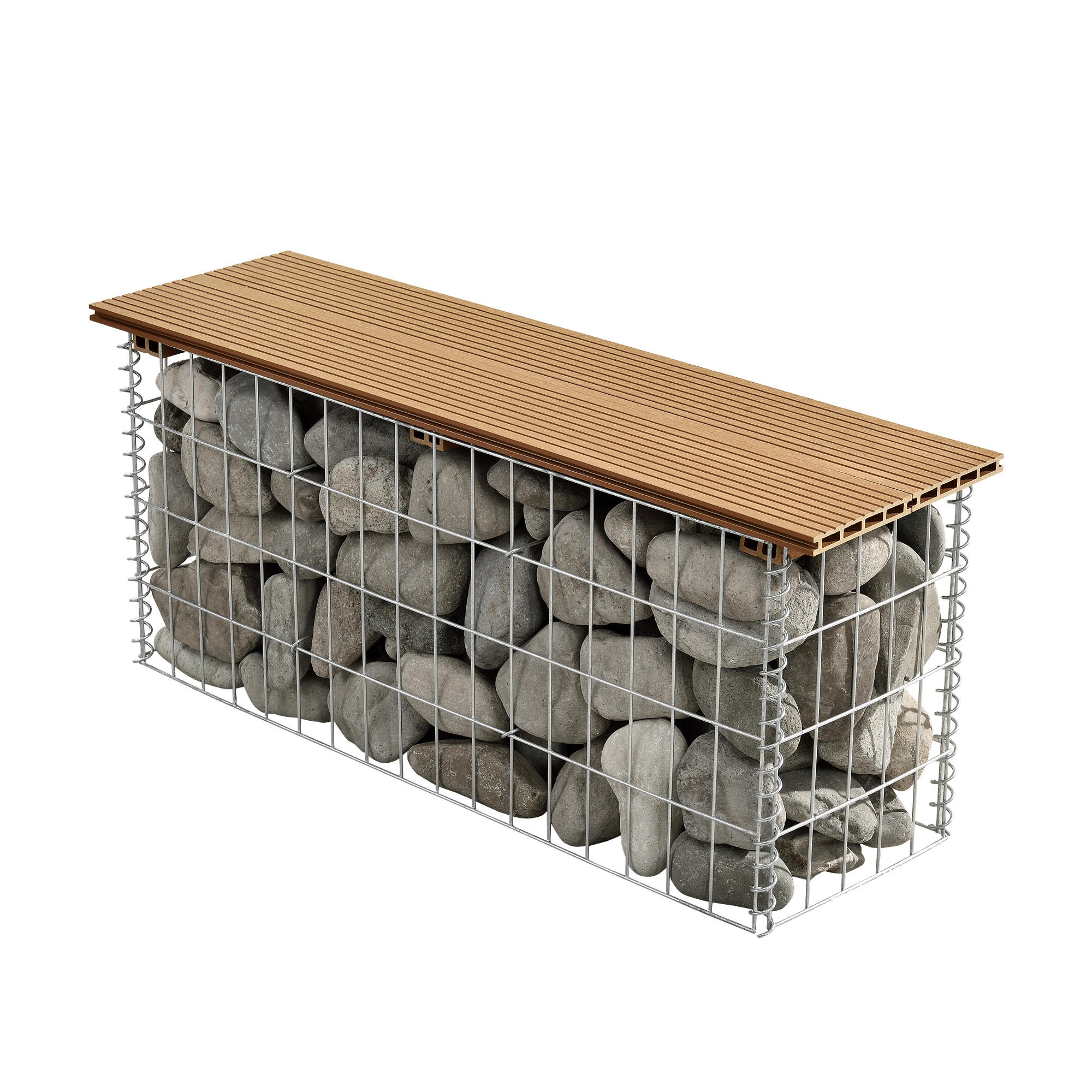GABIONENBANK - Teakfarben, Kunststoff (100/45/30cm) - pro.tec