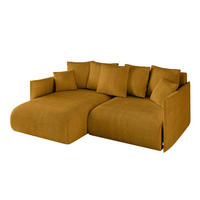 ECKSOFA mit Schlaffunktion und Bettkasten ONESK-L 208x165x40 Senfgelb Cord - Currygelb, Holzwerkstoff/Kunststoff (208/165cm) - ALTDECOR