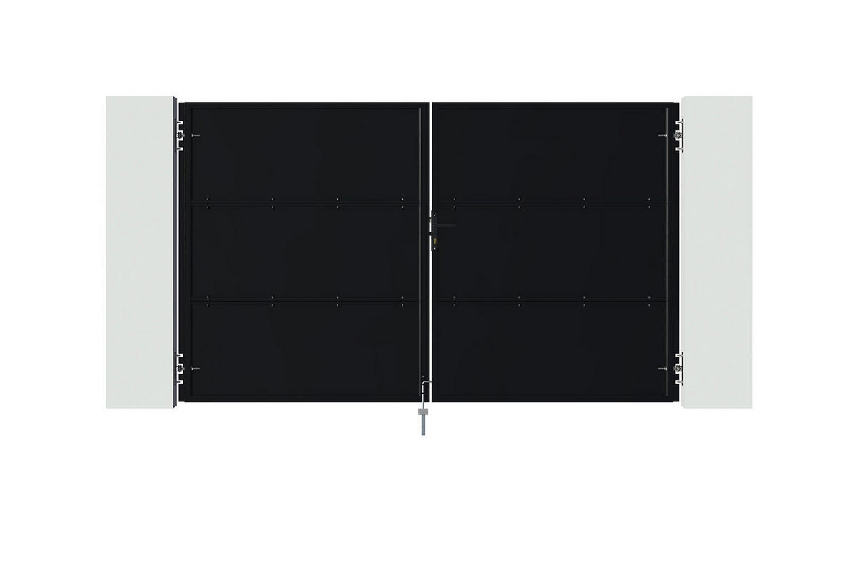 STAHLFLÜGELTOR Nali Mattschwarz 3m H.180cm - Schwarz, Metall (293/180cm) - Casanoov