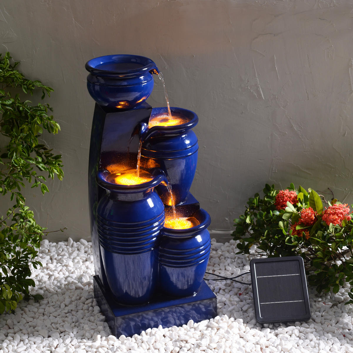 SOLAR-GARTENBRUNNEN 73cm - Dunkelblau, Kunststoff (31.5/28.5/73cm) - Teamson Home