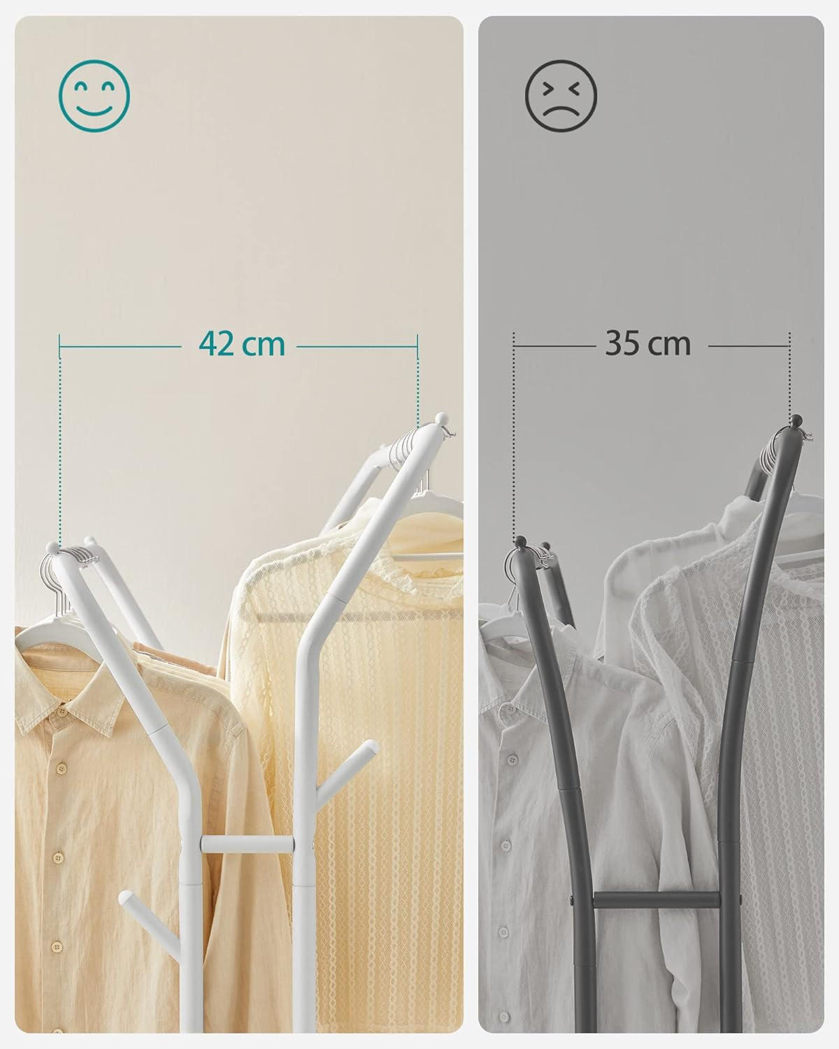 KLEIDERSTÄNDER auf rädern, weiß - Weiß, Metall (103.5/155/52.5cm) - A2A Home