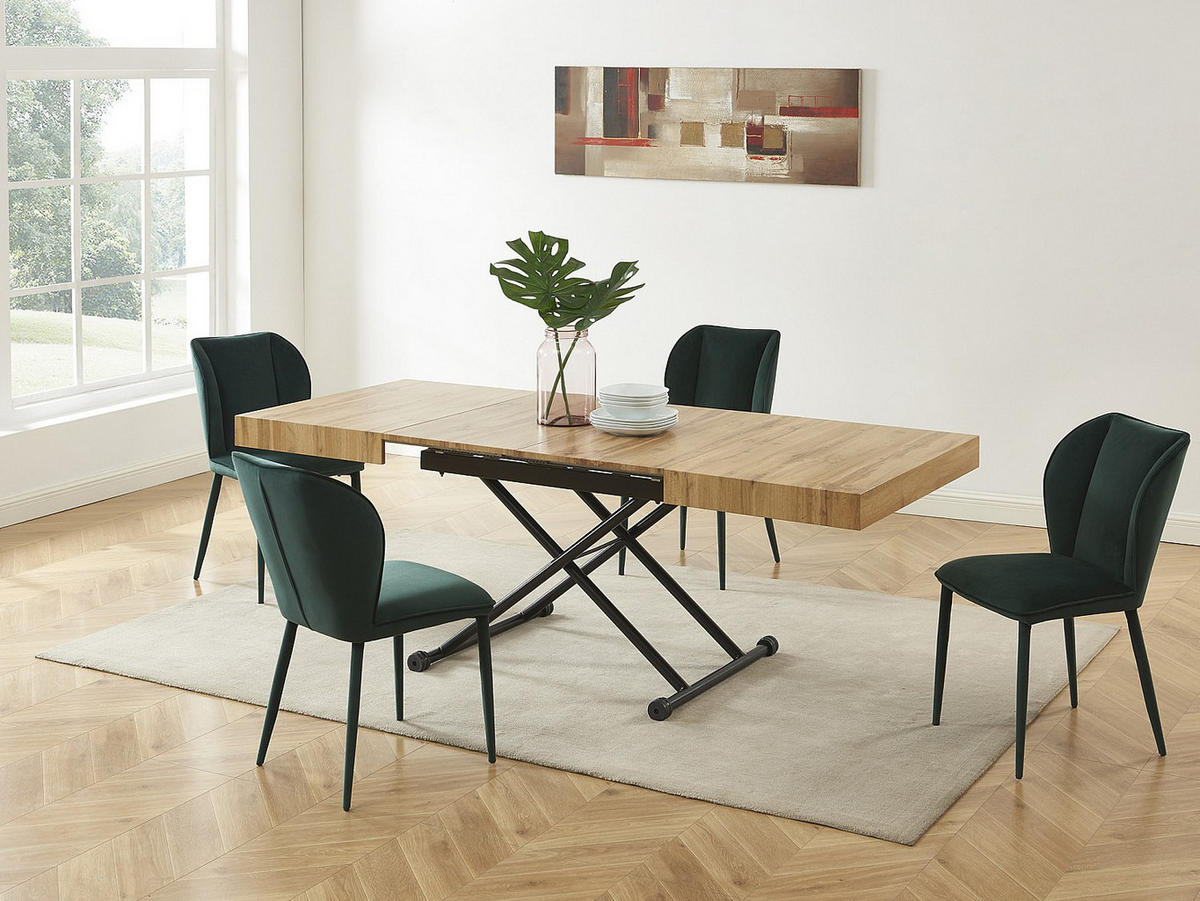 ESSTISCH - 4 Personen, 6 Personen - Holz, Platte - Schwarz, Naturfarben Hell - MORIALA - Schwarz/Naturfarben, Holz (90/220/75cm) - Vente-Unique