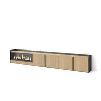 LOWBOARD, Eiche und Schwarz, 315/35/50cm, Elektrokamin XXL - Eichefarben, Holzwerkstoff (315/50/35cm) - Skraut Home