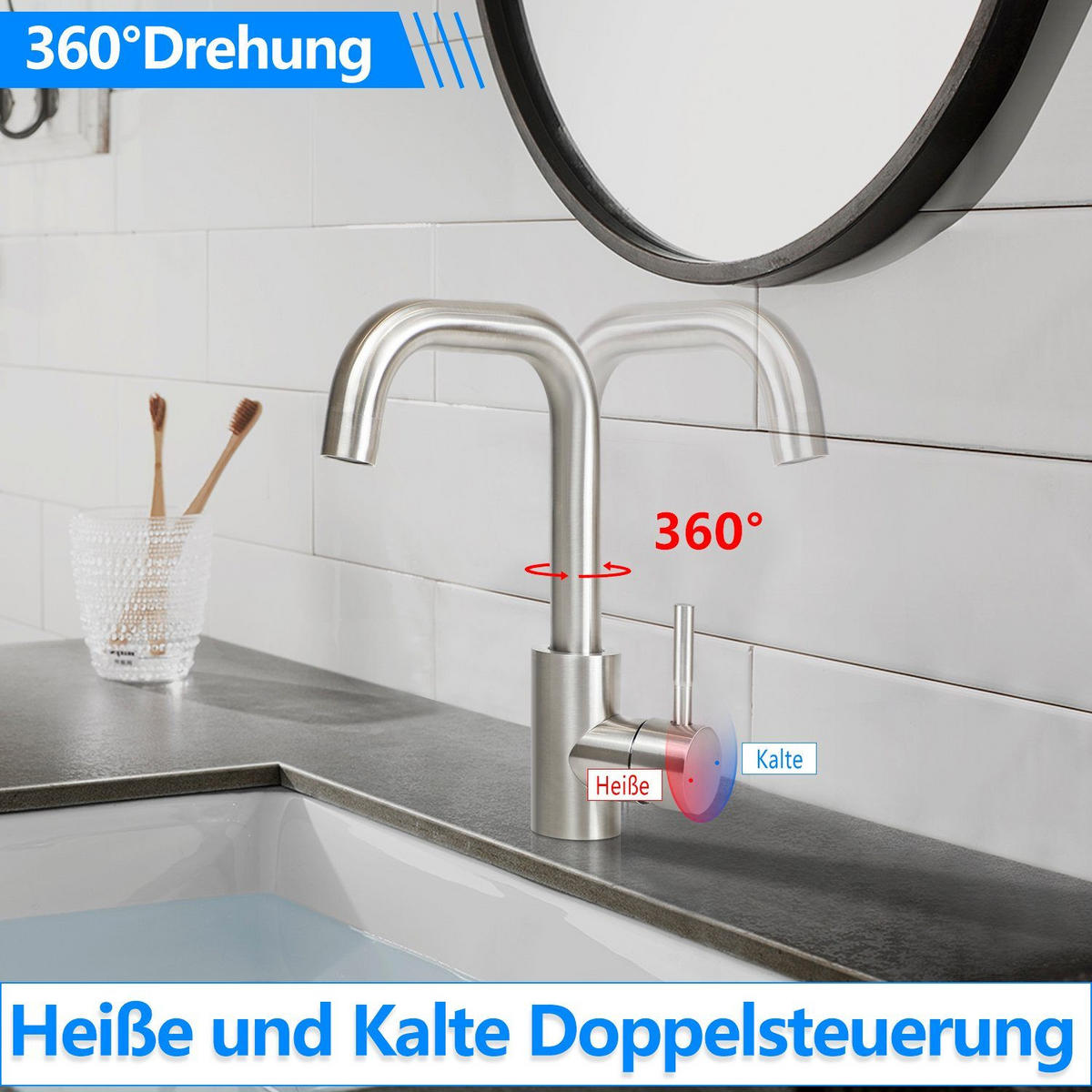 KÜCHENARMATUR VYNK 14/4/24 cm - Silberfarben, Metall (4/24/14cm) - ZMH