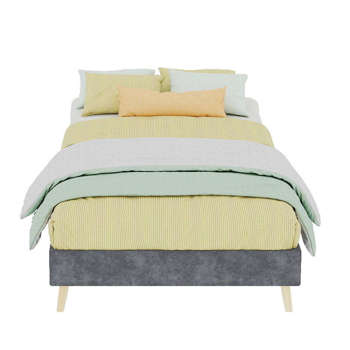 BETT Kopfteil-los 90x200 cm Stoff Grau - Grau, Metall (90/200cm) - Meubliv