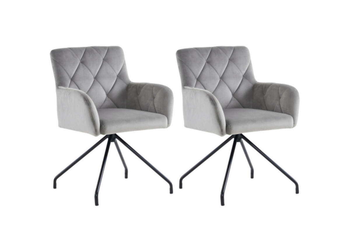 ESSZIMMERSTÜHLE Grey 2er-Set - Grau, Textil (59.69/58.42/59.69cm) - Urban Meuble