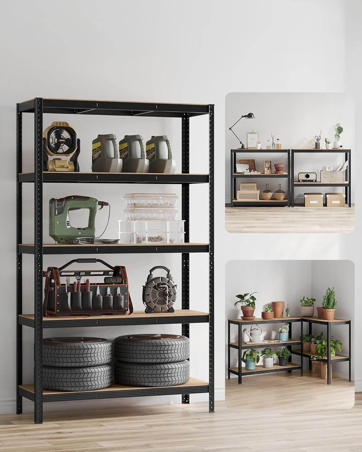 REGAL Schwarz 120x60 cm GLR060B01 Stahlkonstruktion Stabil - Schwarz, Metall (120/200/60cm)