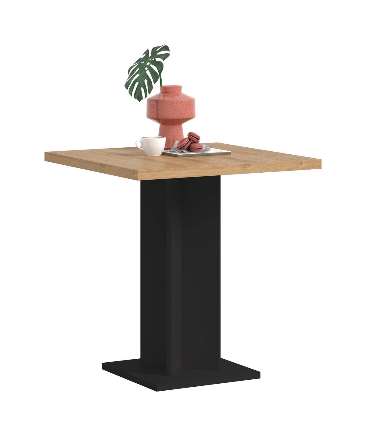 ESSTISCH GUSTAV (B/H/T: ca. 70/76/70 cm) in schwarz/Artisan Eiche Nachbildung - Schwarz, Holzwerkstoff (70/70/76cm)