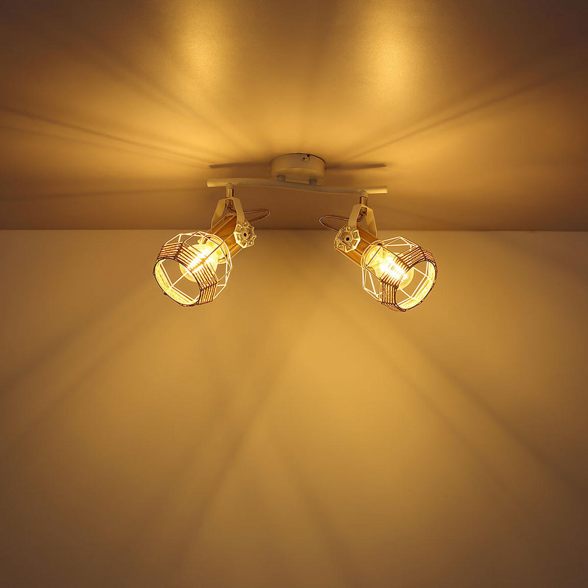 DECKENLEUCHTE Metall Weiß Holzoptik - Weiß, Holz (29.6/23/19cm)