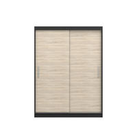SCHIEBETÜRENSCHRANK -LARA 04 (Schwarz + Sonoma) - Schwarz/Sonoma Eiche, Holzwerkstoff/Metall (150/200/61cm) - Möblo