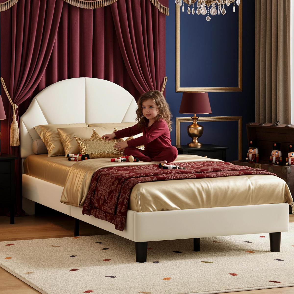 POLSTERBETT Klassisch mit Höhenverstellbarem Kopfteil 90/200 cm Samt Beige - Beige, Textil (90/200cm) - Creahappy