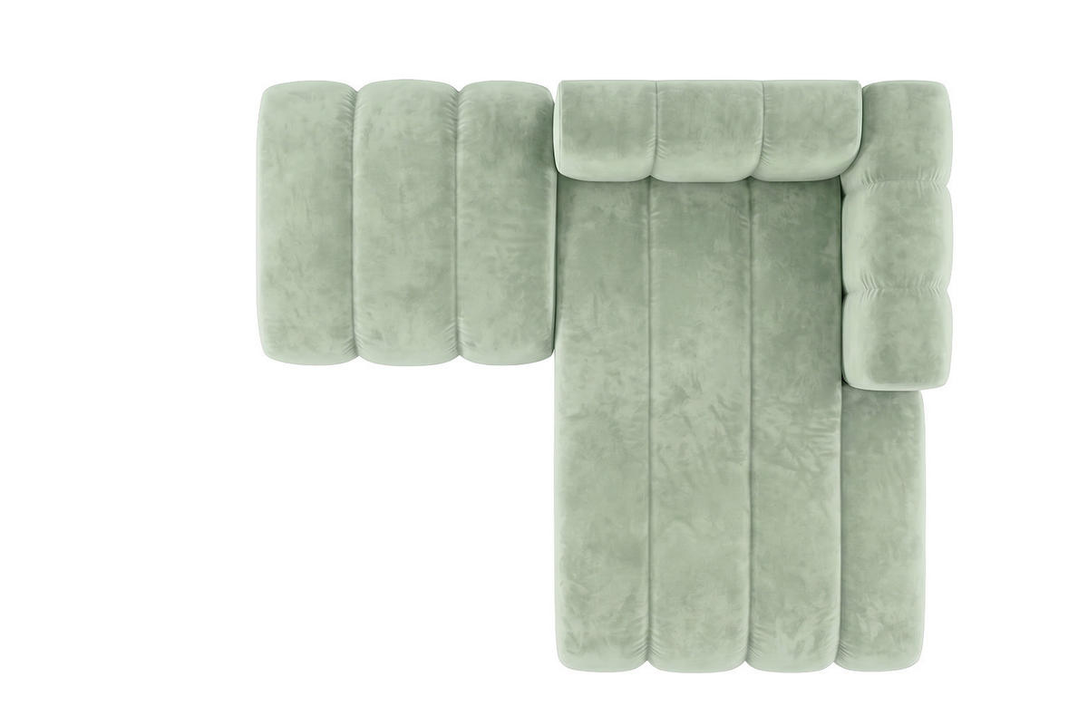 CHAISELONGUE Modulare Mit Hocker, Velvet-Stoff Riviera, Mintz, Rechts, GRAND - Mintgrün, Holz (204/179cm) - Kaiser Möbel
