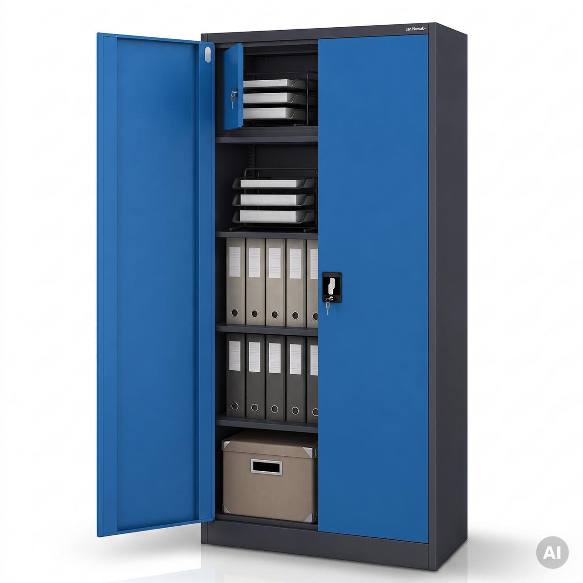 METALLSCHRANK mit Stauraum TOMASZ 185x90x45 cm - Blau/Anthrazit, Metall (90/185/45cm) - Jan Nowak
