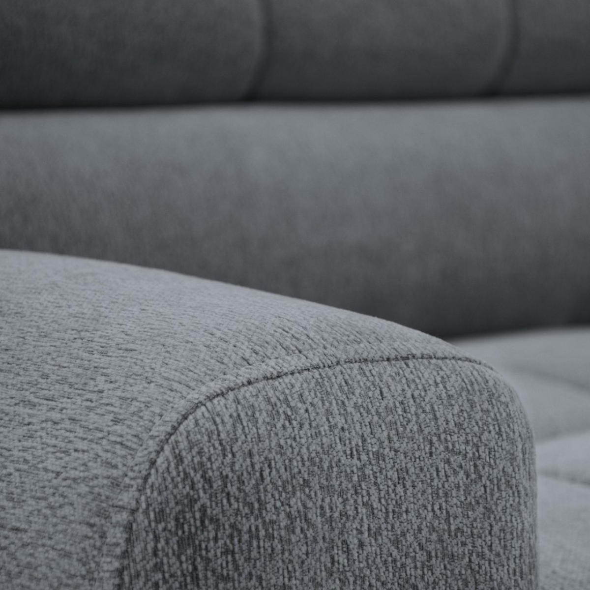 ECKSCHLAFSOFA Vinni Grau, Chenille-Stoff, links - Grau, Textil (265/205cm) - Beautysofa