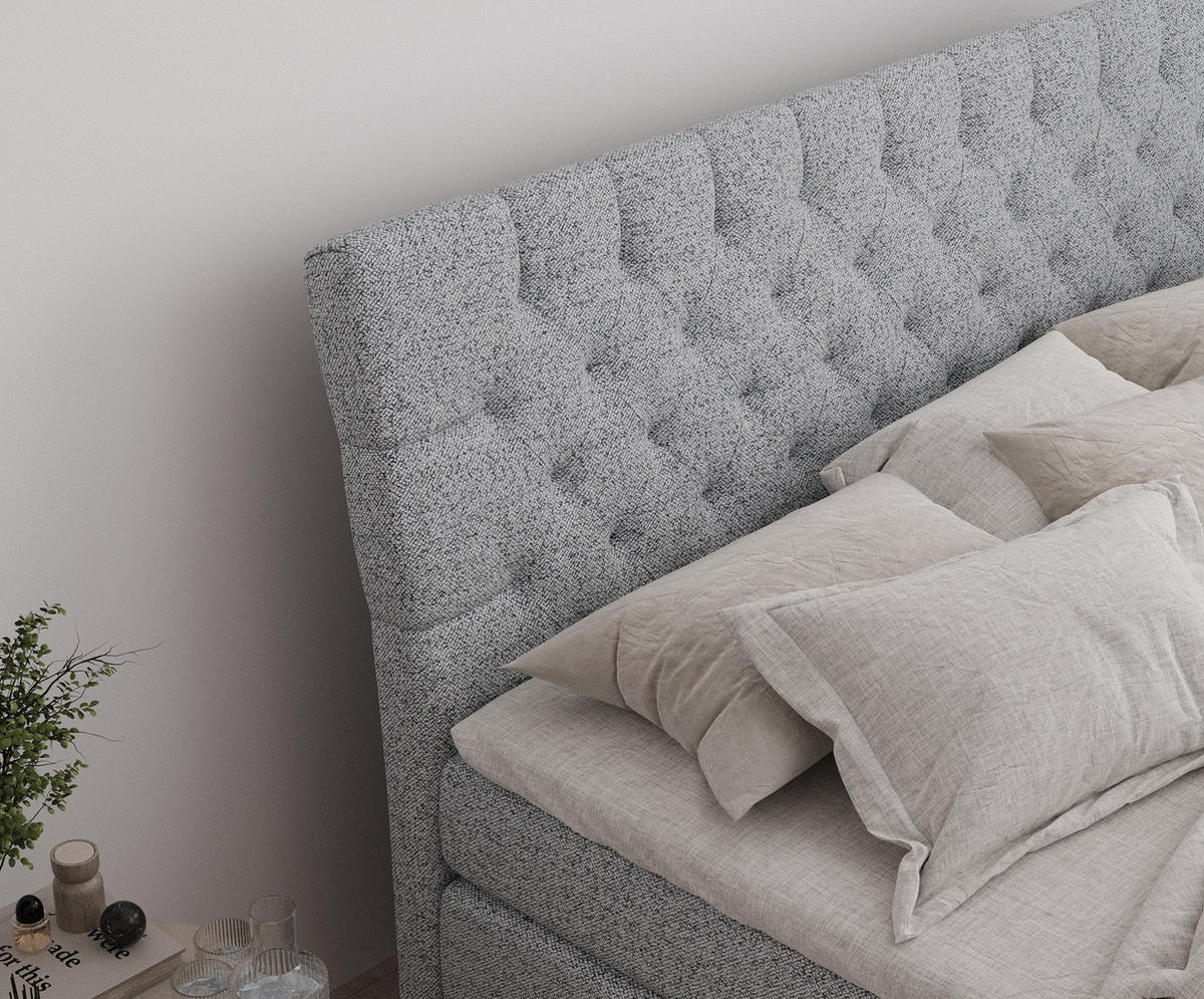 BOXSPRINGBETT Seraphine Grau 160/200 cm - Schwarz/Grau, Holz/Holzwerkstoff (160/200cm) - Maison de Reve