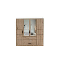 DREHTÜRENSCHRANK FIORA 196/200/57,5 cm 4-türig mit Spiegel Eiche Artisan - Eiche Artisan, Holzwerkstoff (196/200/57.5cm) - MASSENO