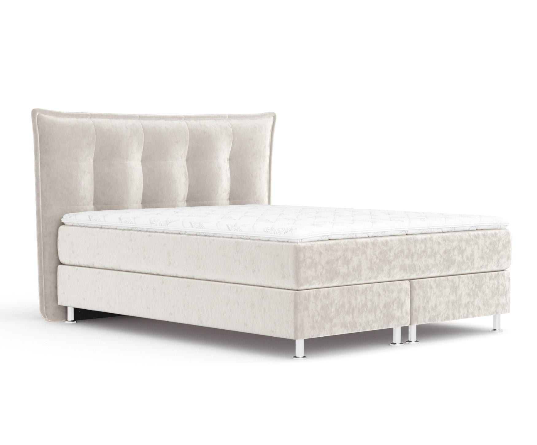 BOXSPRINGBETT Minori Ecru 160/200 cm mit Latex-Topper - Ecru/Silberfarben, Holz/Holzwerkstoff (160/200cm) - Maison de Reve