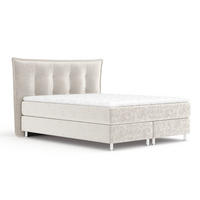 BOXSPRINGBETT Minori Ecru 140/200 cm mit Latex-Topper - Ecru/Silberfarben, Holz/Holzwerkstoff (140/200cm) - Maison de Reve
