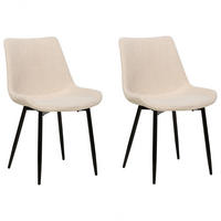 ESSZIMMERSTUHL 2er-Set Polyester Beige Avilla - Beige, Textil/Metall (51/82/59cm) - Beliani