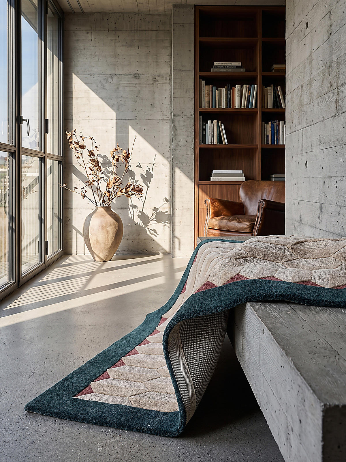 WOLLTEPPICH handgetuftet DARENT, Wabenmuster, Petrol, 200 x 290 cm - Türkis, Textil (200/290cm) - KADIMA DESIGN