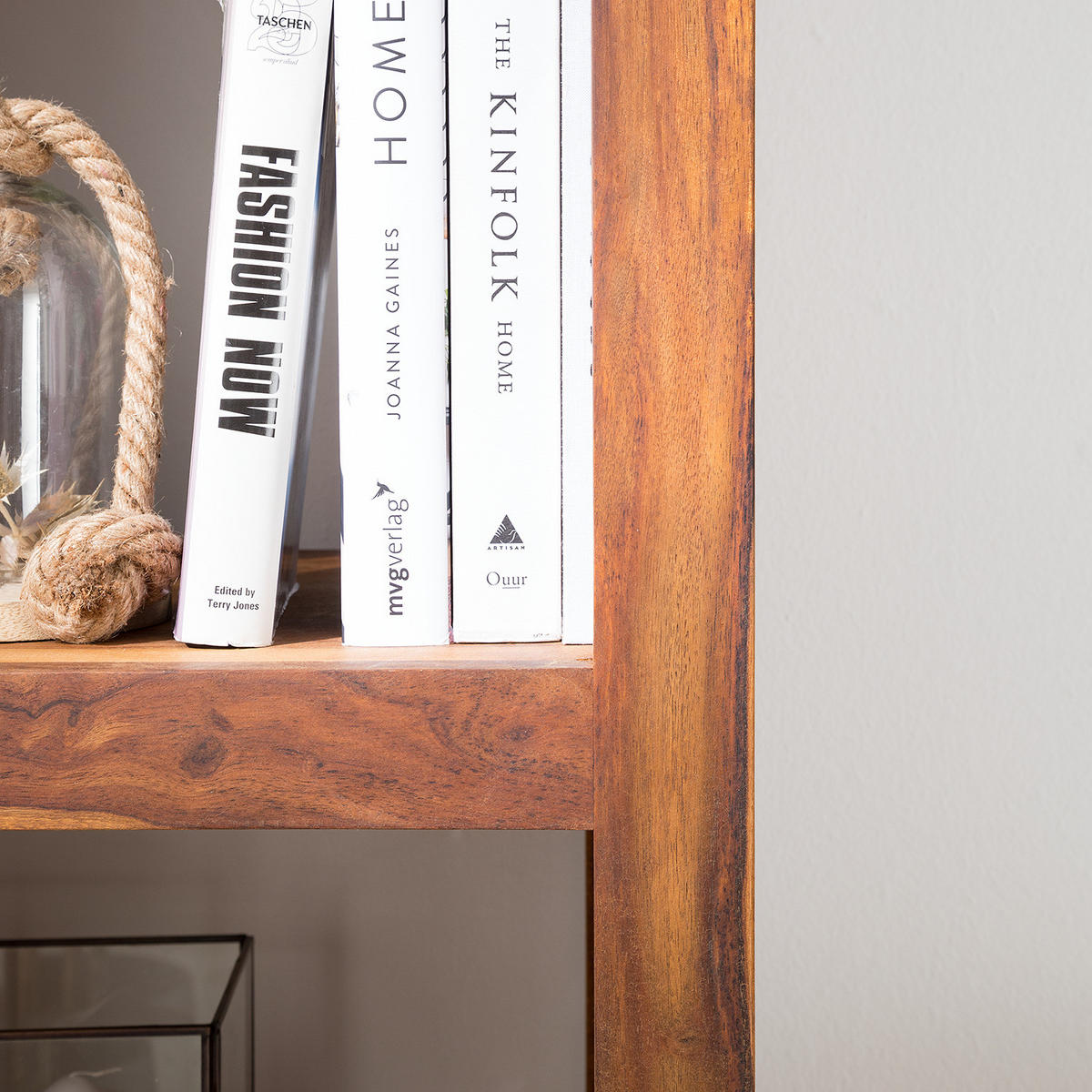 REGAL - Sheesham massiv - Sheeshamfarben, Holz (50/180/36cm) - home24