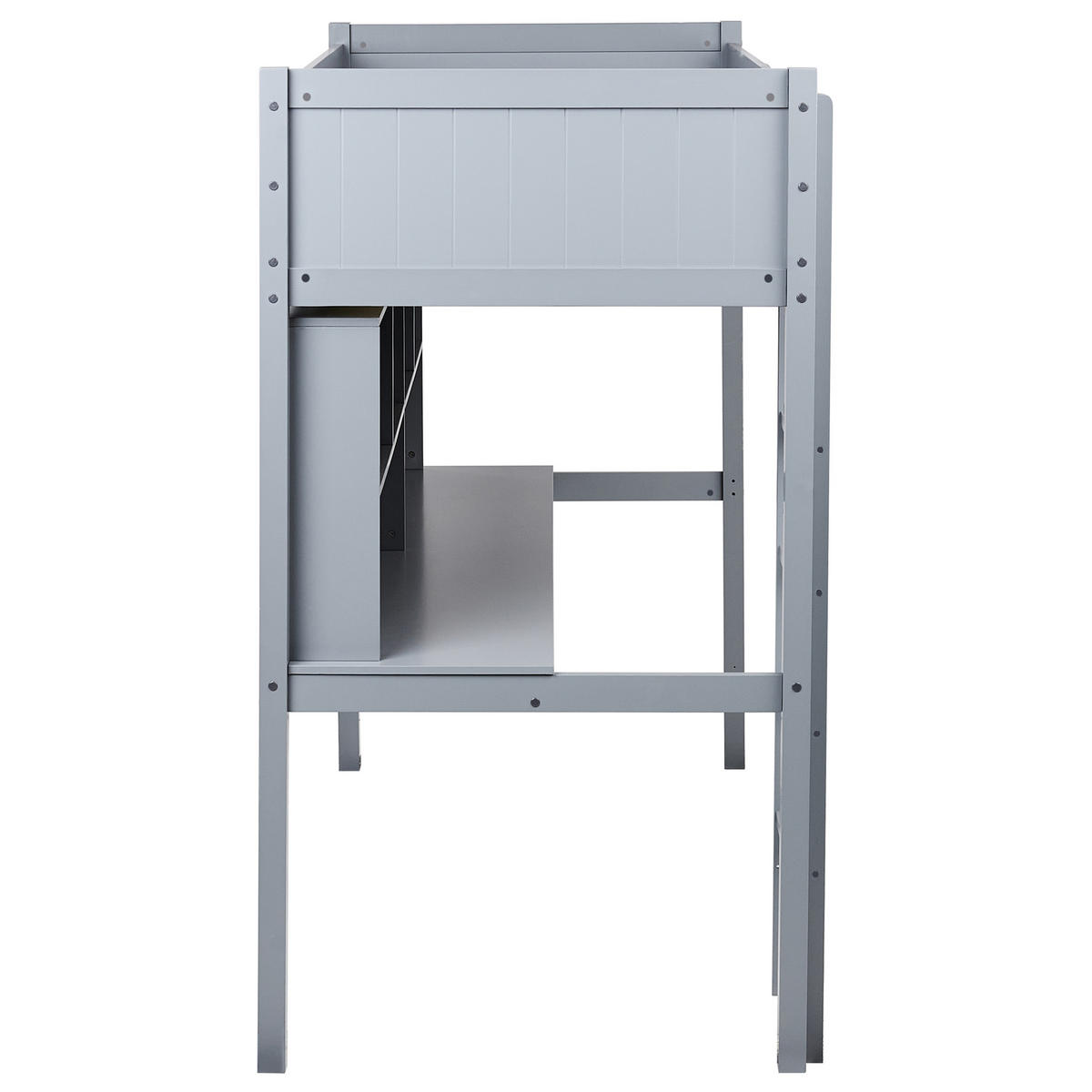 HOCHBETT MIT SCHREIBTISCH 90/200 cm Grau Foucamont - Grau, Holz (90/200cm) - Beliani