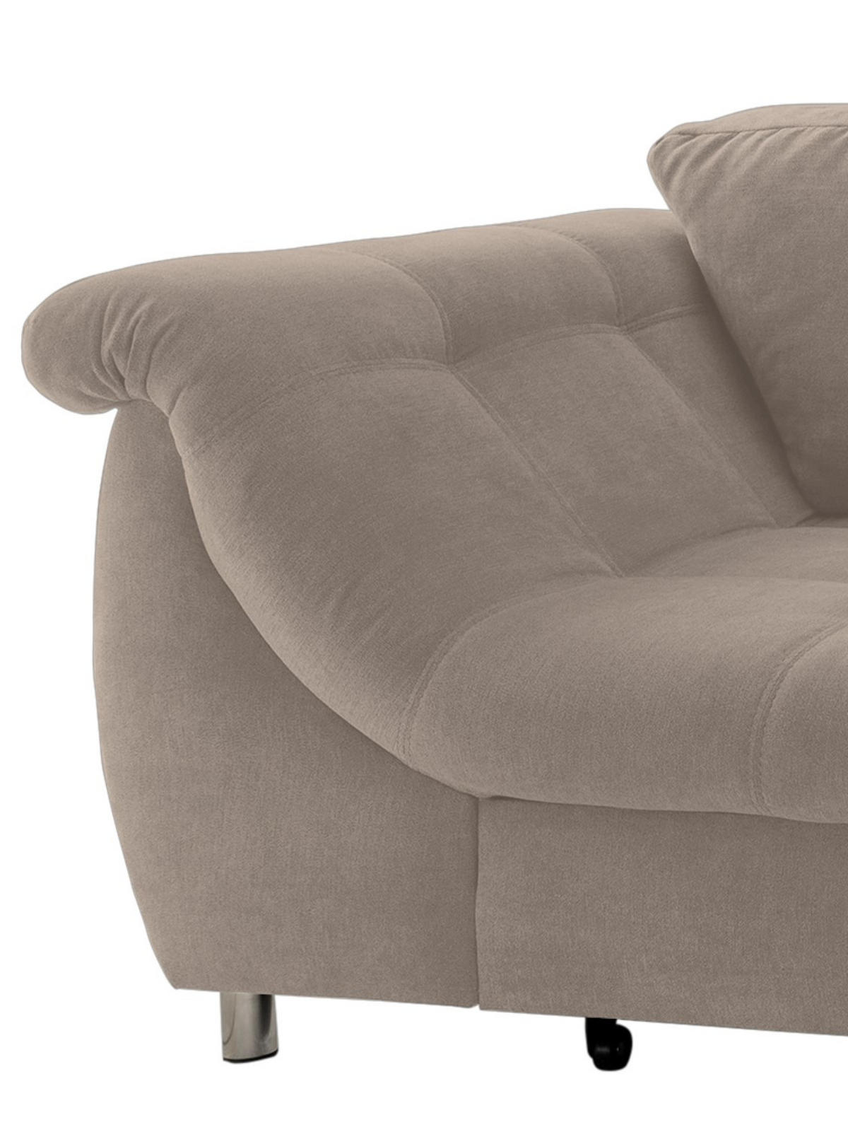 ECKSOFA mit Schlaffunktion, Bettkasten, Wellenunterfederung, Ottomane rechts B250/T190/H84 cm, Liegefl. 179x190 cm, Mikrofaser Hellbraun / 17009 - Hellbraun/Chromfarben, Textil/Metall (250/190cm) - luma-home