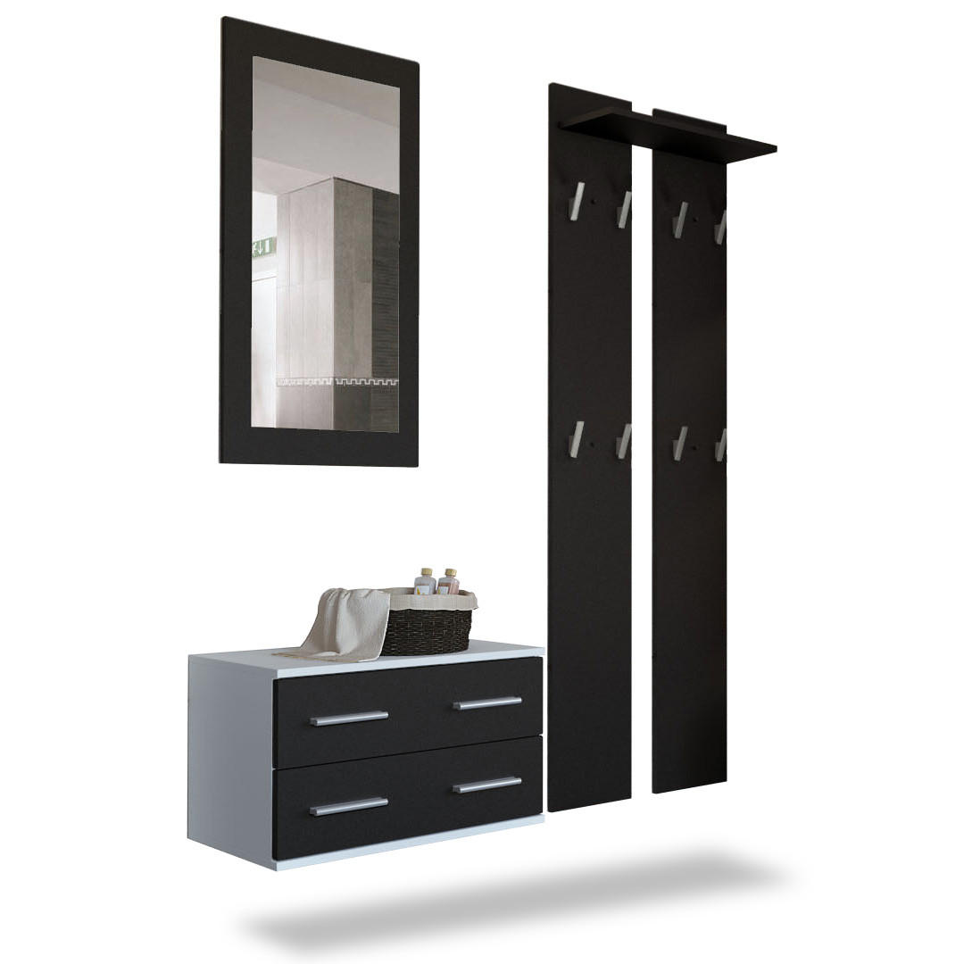 GARDEROBE Kioto Front in Schwarz matt - Schwarz, Holzwerkstoff (170/200/35cm) - Vladon