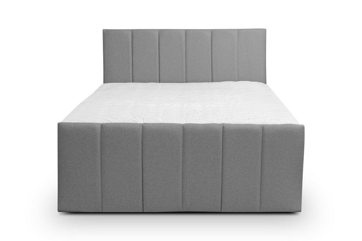 BOXBETT CLAUDINE mit 2 Bettkästen, 180x200, Farbe: Grau, Velourstoff, mit Bonell-Matratze inkl. Topper - Grau, Holz/Kunststoff (180/200cm) - VENASI MÖBEL