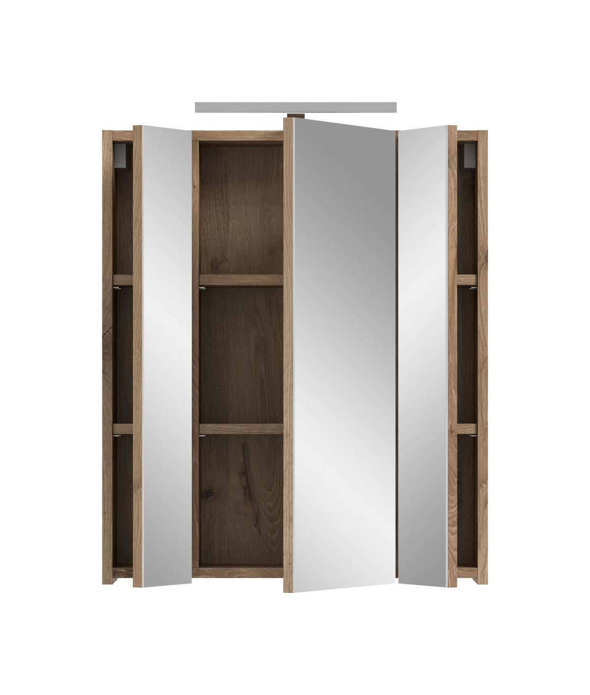SPIEGELSCHRANK inkl. Beleuchtung ICE (B/H/T: ca. 60/70/18 cm) in Nox Oak Nachbildung/schwarz matt - Eichefarben, Holzwerkstoff (60/70/18cm)