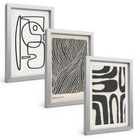 BILDER SET 3er Set - 20x30 cm Silberner Rahmen - Abstrakte Muster, Linien, Texturen - Silberfarben, Kunststoff (20/30cm) - TULUP