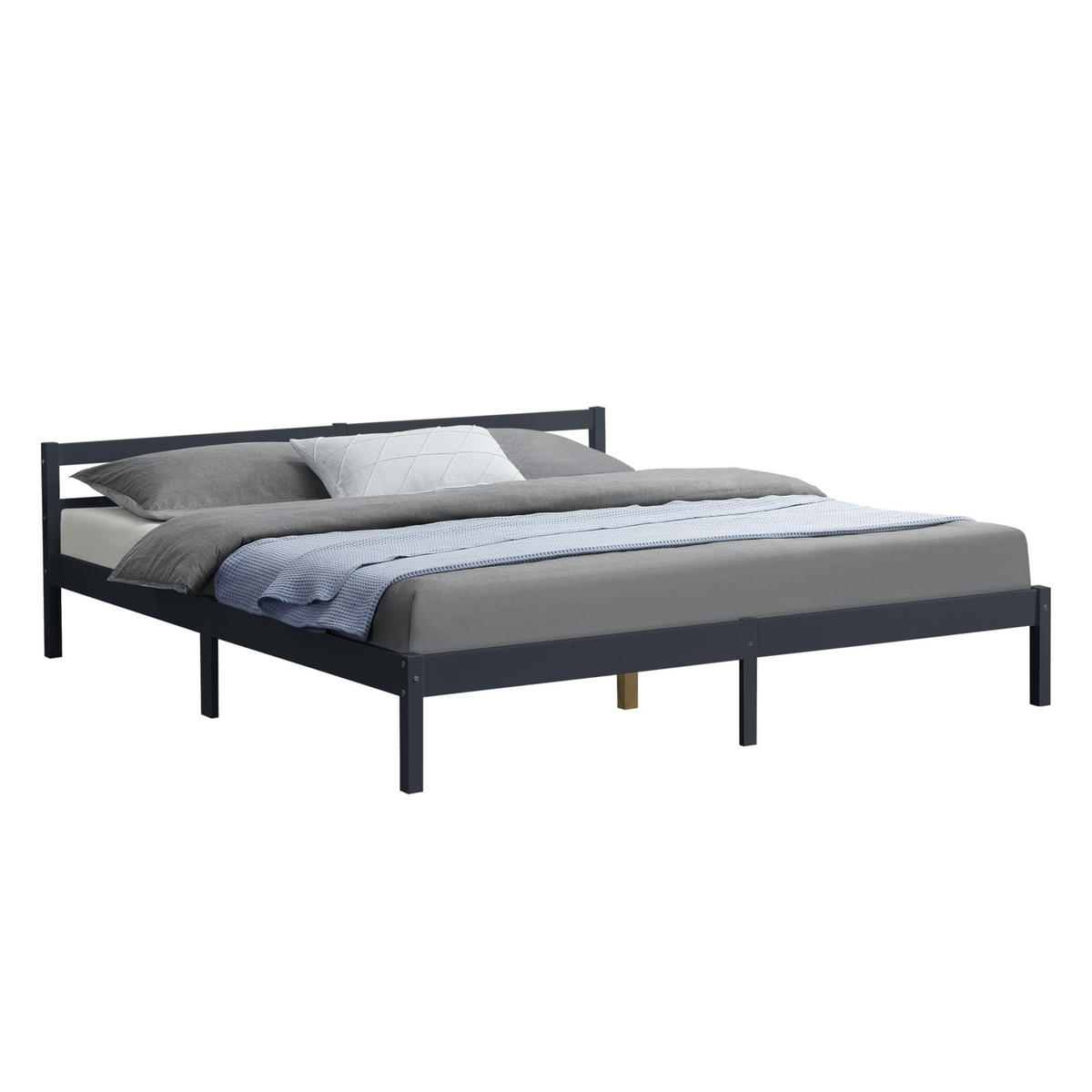 HOLZBETT Nakkila - Dunkelgrau, Holz (180/200cm) - [en.casa]