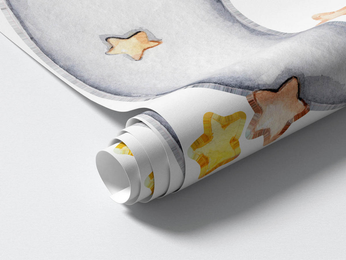 WANDAUFKLEBER 80x109cm - Mond, Wolken, Sterne - Multicolor, Kunststoff (80/109/0.1cm) - Wallfluent