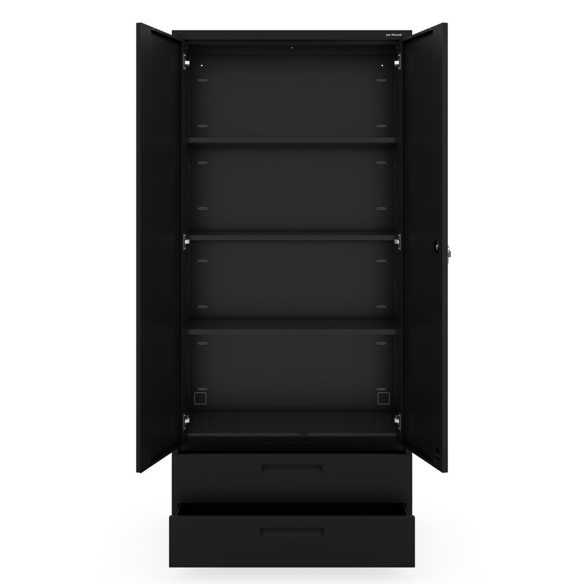 METALLSCHRANK Megan - Schwarz, Metall (90/195/40cm)