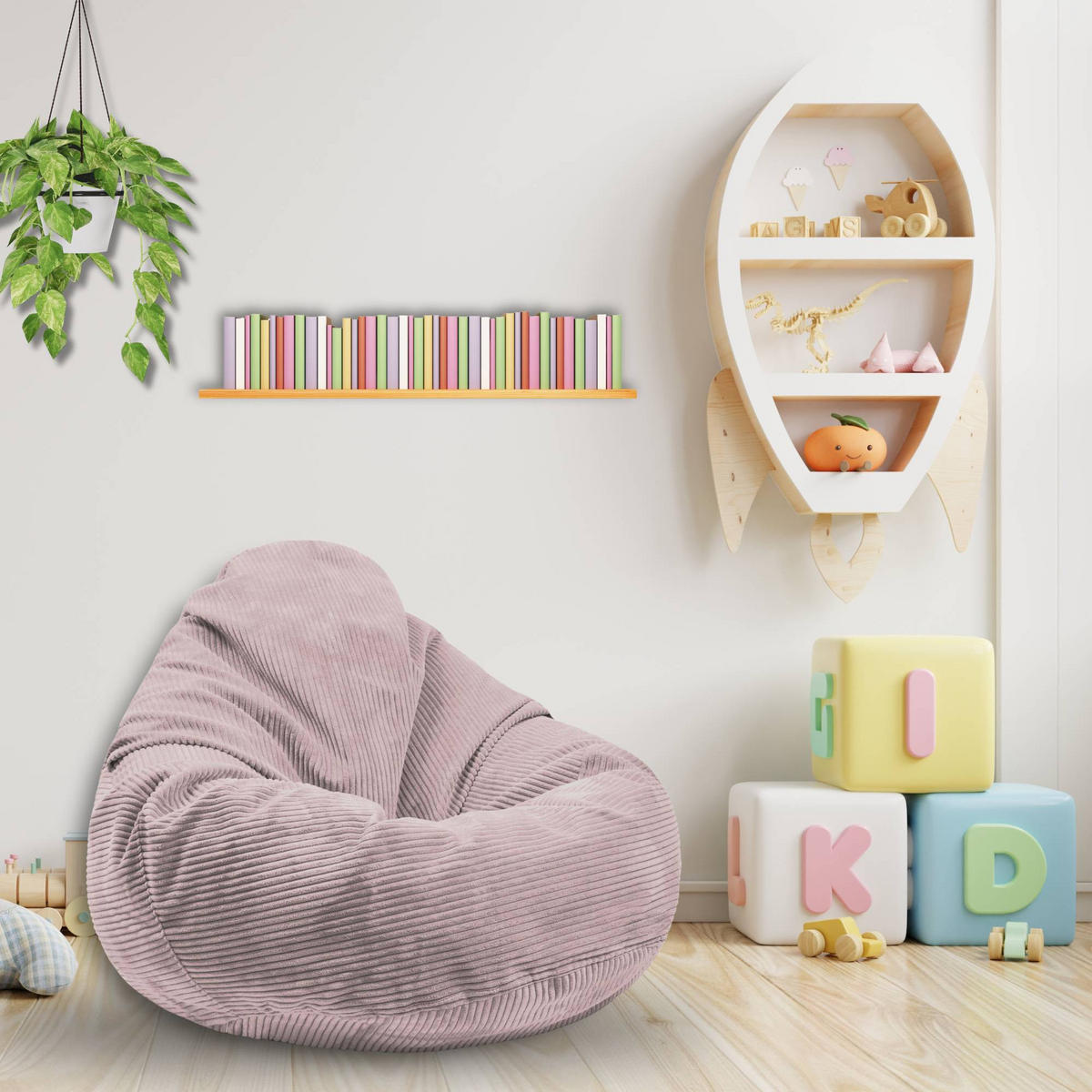 SITZSACK PARADISE MIT FUßSTÜTZE Kordsamt 2-tlg Silver Pink S - Pink, Textil (70/70/70cm) - Dreamroots