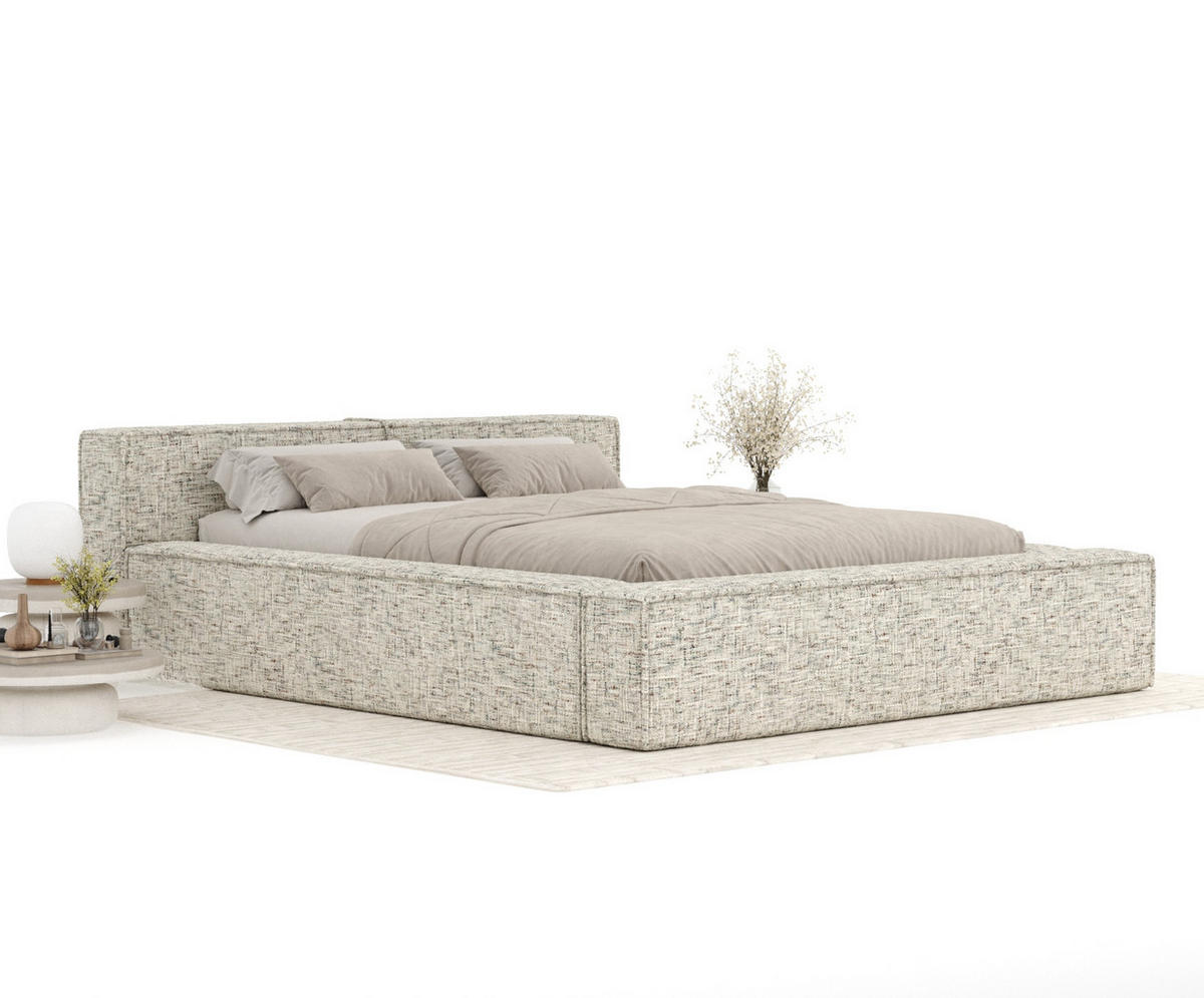 POLSTERBETT Voliera Beige 160/200 cm im Webstoff - Birkefarben/Beige, Holz/Holzwerkstoff (160/200cm) - Maison de Reve