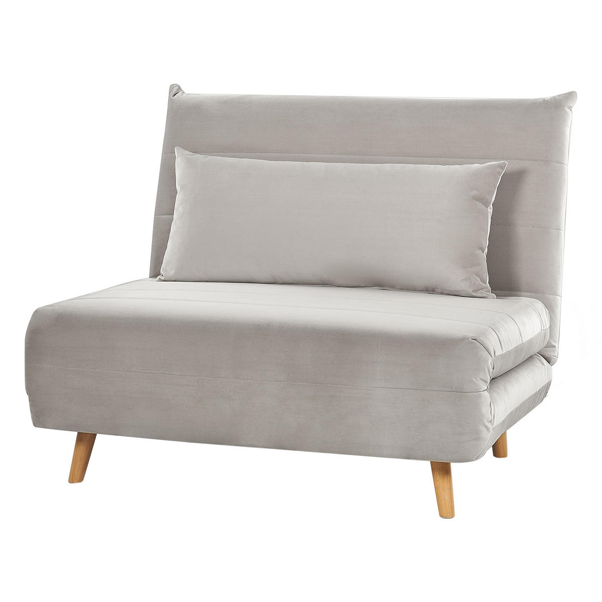 1-SITZER-SCHLAFSOFA Samtstoff Hellgrau Setten - Hellgrau, Textil (104/82/190cm) - Beliani