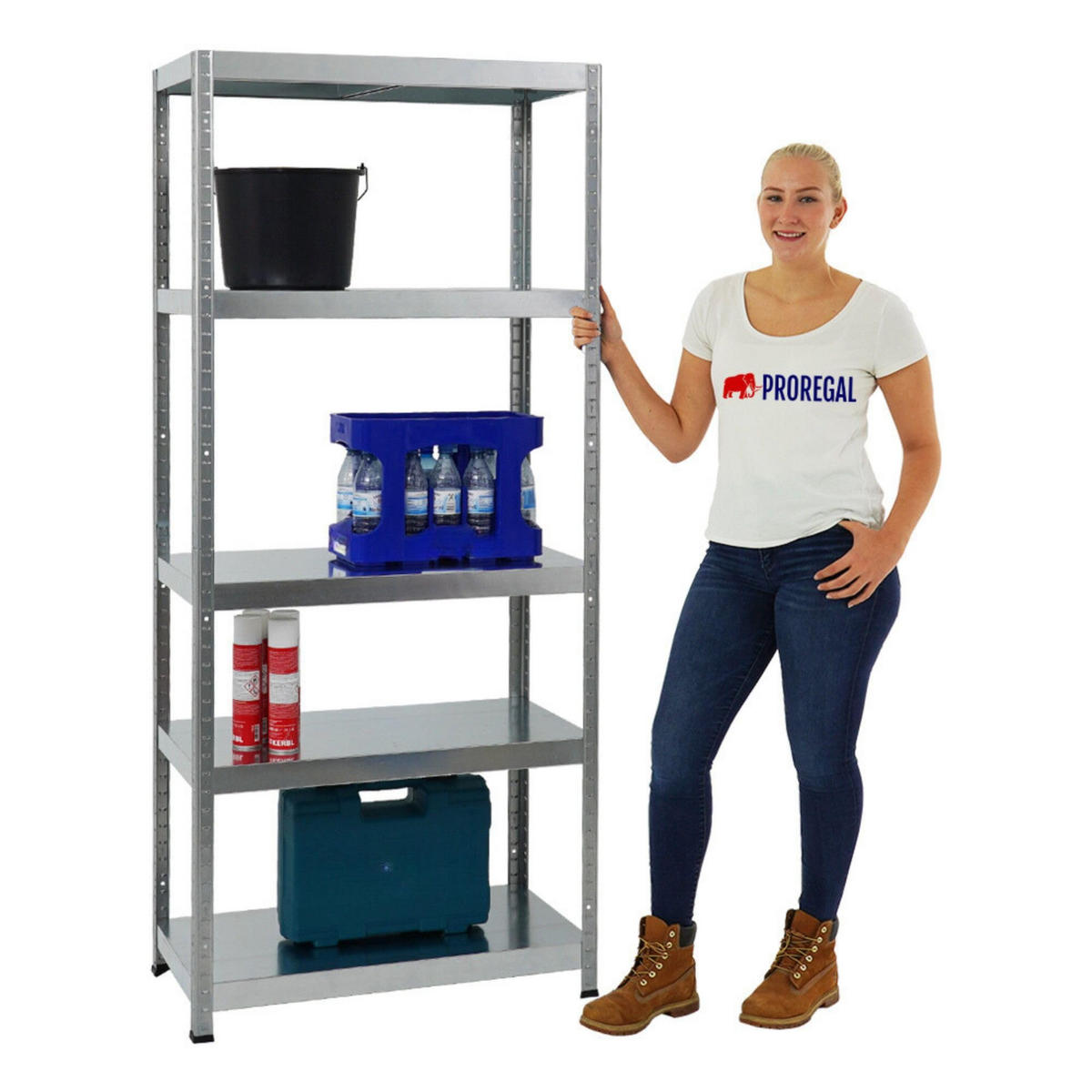 SCHWERLASTREGAL Steel Eagle 2er-Set mit 2x 180x80x40 cm Fachlast 130 kg Verzinkt - Silberfarben, Metall (160/180/40cm) - PROREGAL