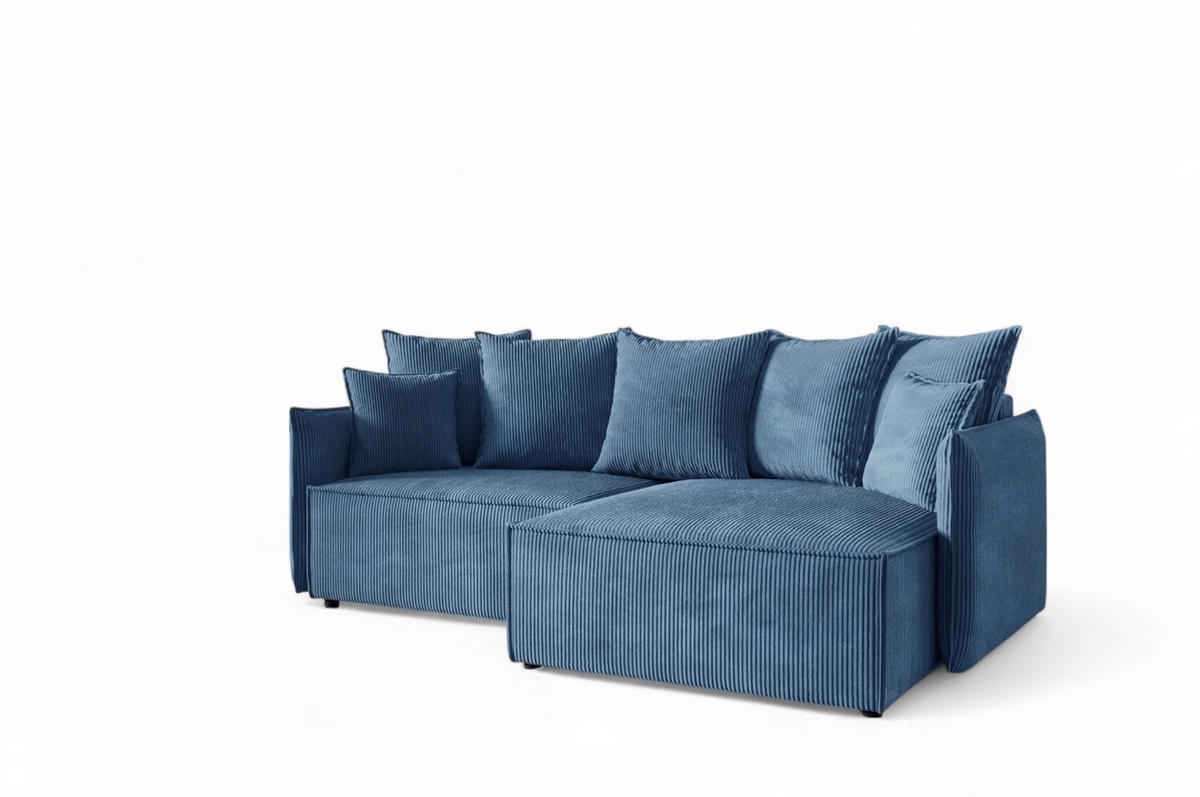 ECKSOFA Minea Mit Schlaffunktion - Blau, Holzwerkstoff/Textil (221/153cm) - Fun Möbel