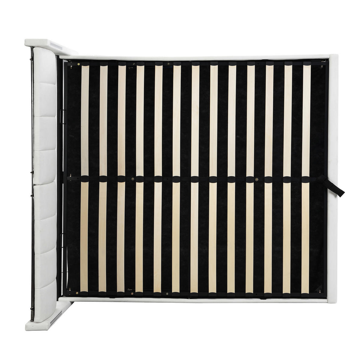 POLSTERBETT aus PU 140x190 cm Weiß mit LED-Beleuchtung, USB-/Type-C-Anschluss, Bettkasten und verstellbarem Kopfteil - Weiß, Kunststoff (140/190cm) - Modfu