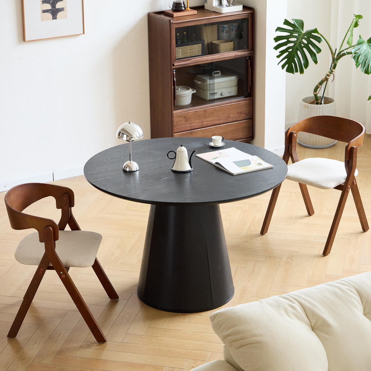 ESSTISCH Rund Schwarz 120 x 120 x 75 (cm) - Braun, Holz (120/120/78cm) - Nordlys