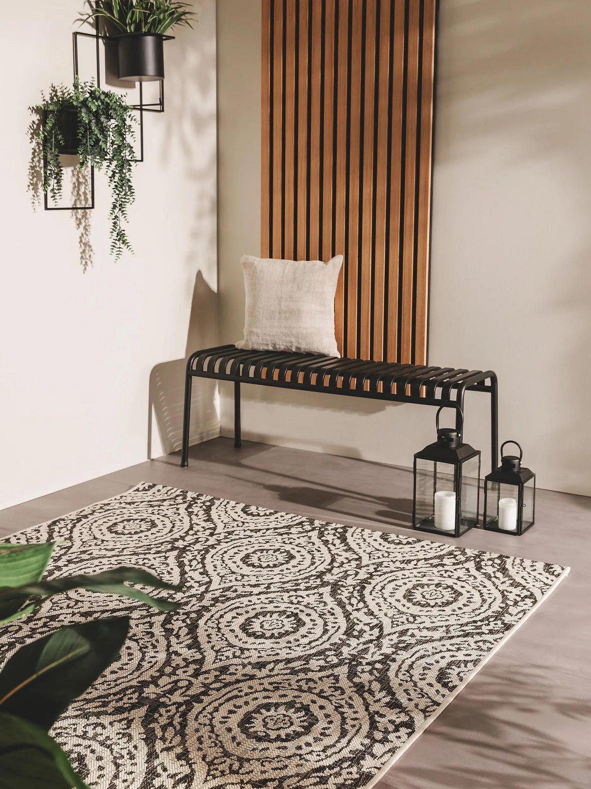 OUTDOORTEPPICH Cleo Weiß/Schwarz 240x340 cm - Weiß, Textil (240/340cm) - benuta Nest