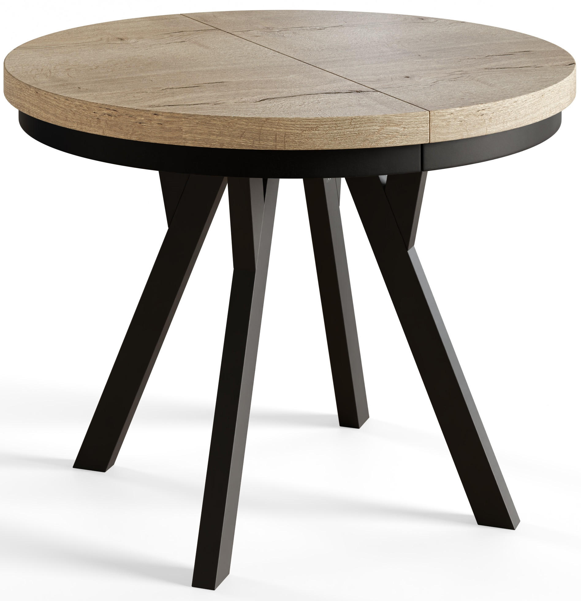 ESSZIMMERTISCH EVO, ausziehbarer Tisch 120 cm bis 220 cm, Farbe: HALIFAX, mit Holzbeinen in Farbe Schwarz - Schwarz/Naturfarben, Holzwerkstoff (120/120/77cm) - Alpi-Möbel